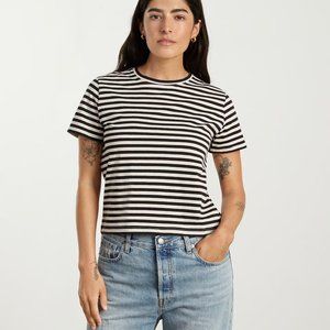 NWT The Organic Cotton Box-Cut Tee - Sandstone/Black